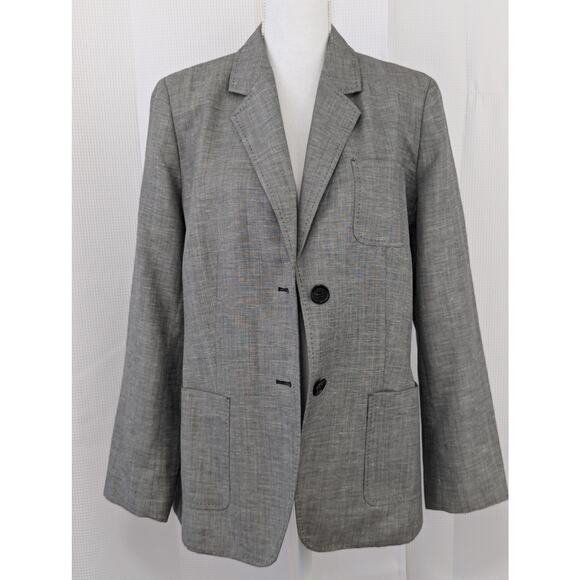 NWOT! TALBOTS! LINEN BLEND, LIGHTWEIGHT, BLACK/WHITE WEAVE JACKET, BLAZER! SZ 14 - Picture 3 of 10